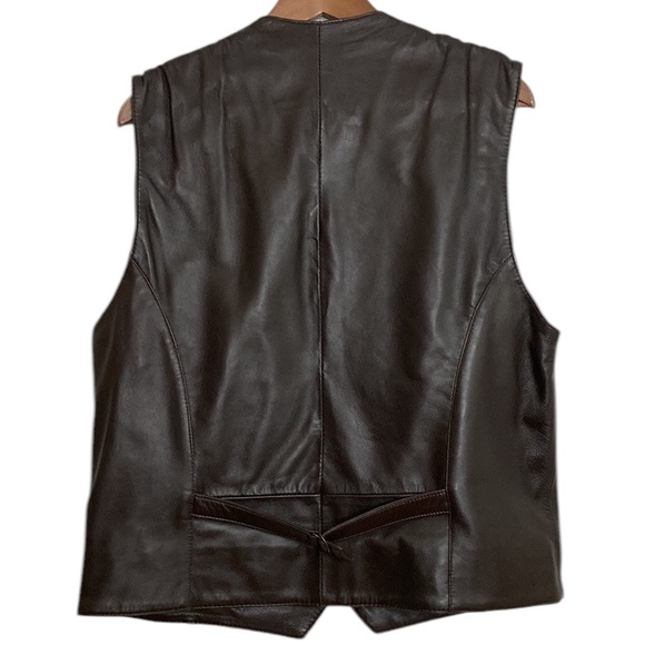 Vintage Leather Vest Mens 36 Brown Button Up Waistcoat Western Olde Hide House - Picture 2 of 15